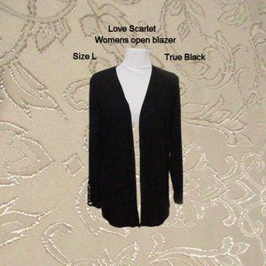 Love Scarlet womens size L open blazer color black long sleeves with rhinestones